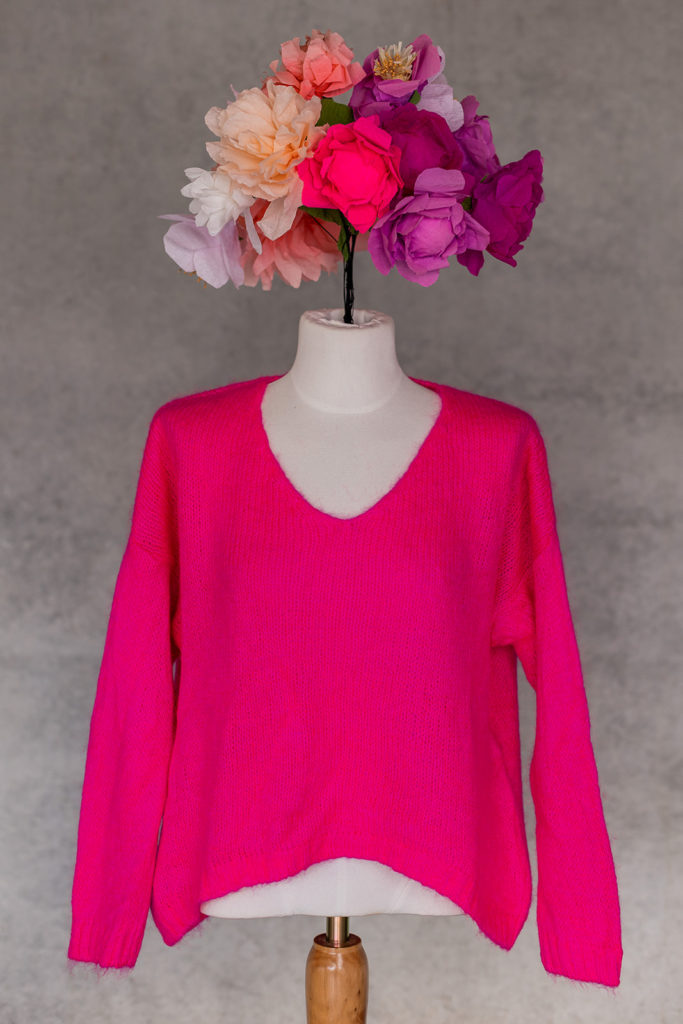 Pull Lucile rose flashy