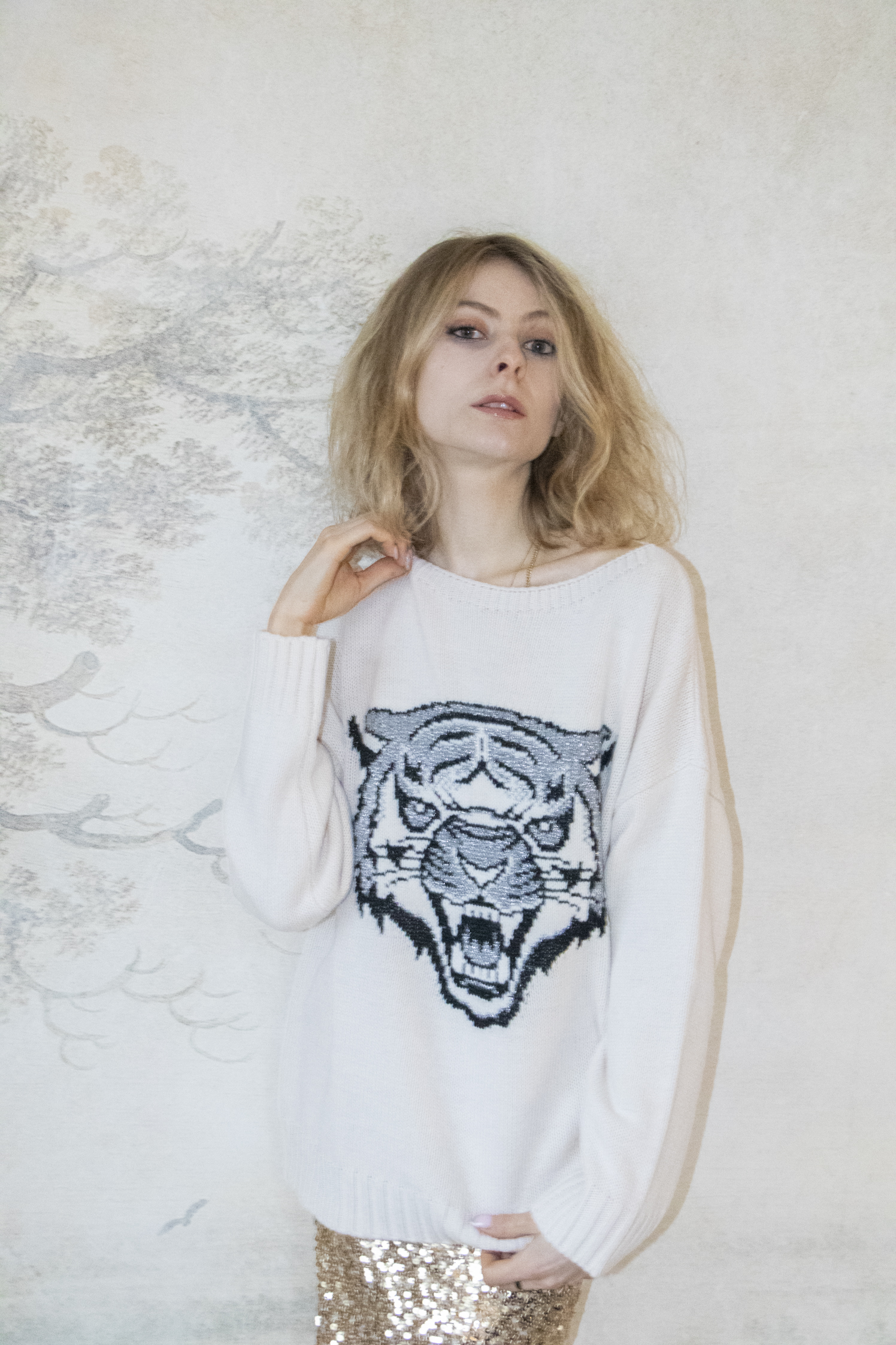 pull avec tête de tigre