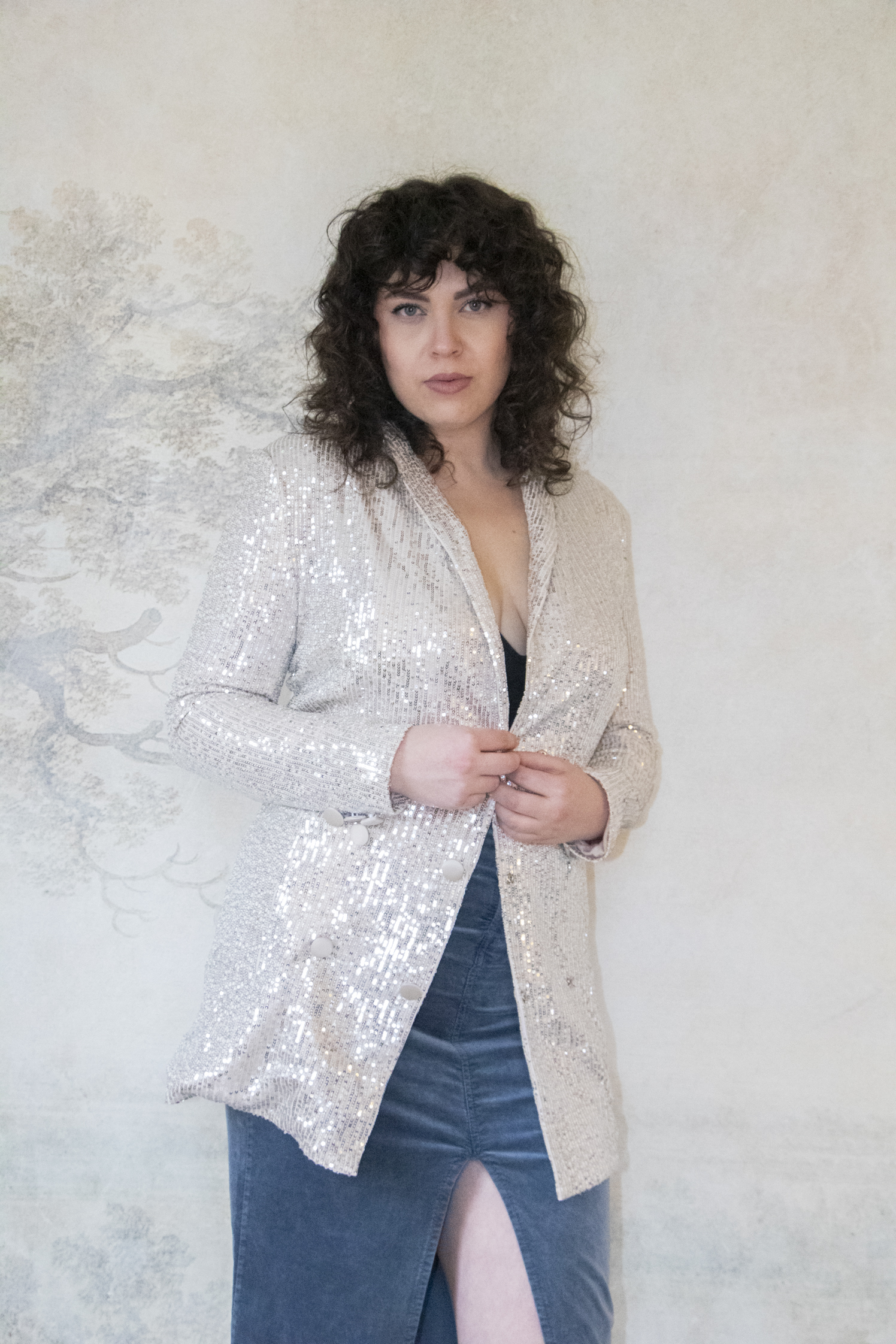 Blazer de soirée or à paillettes