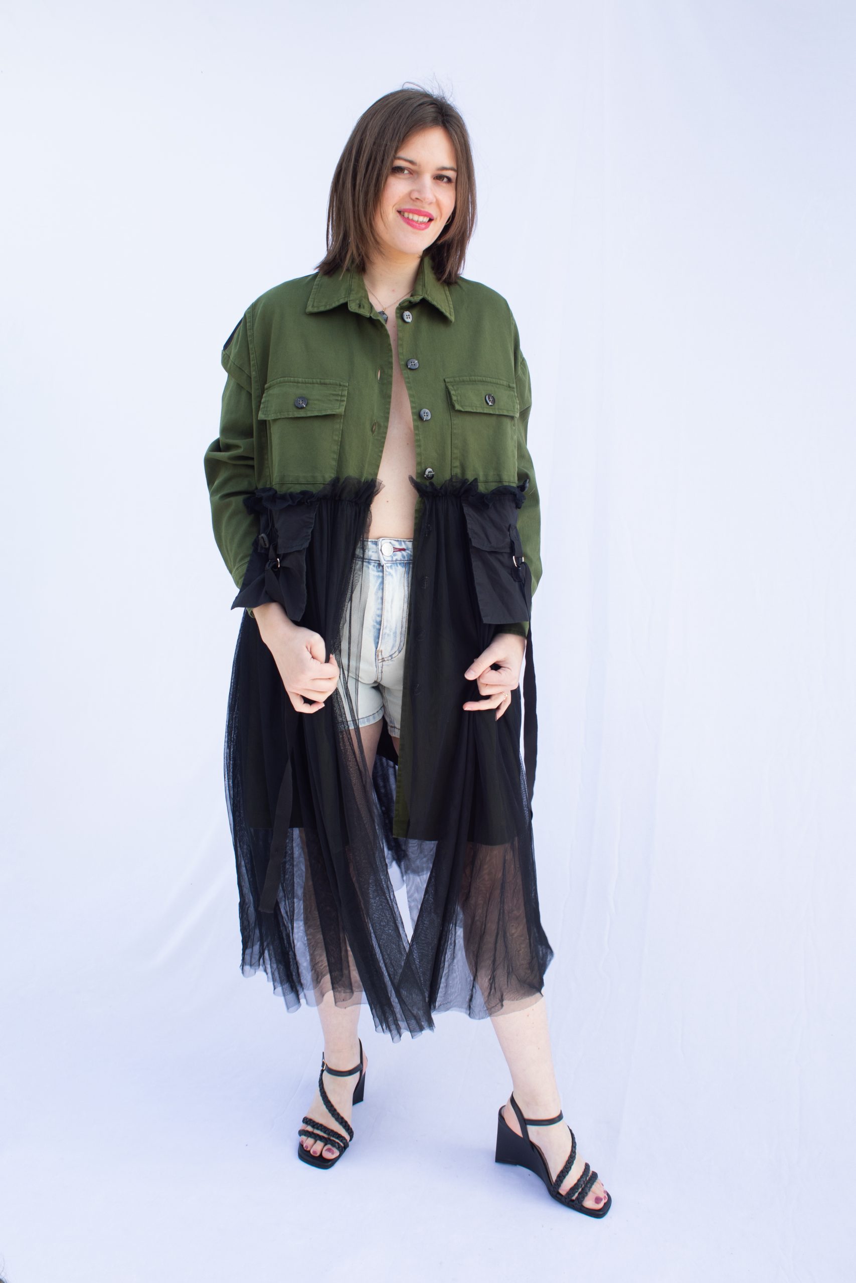 Parka bi matière en tulle