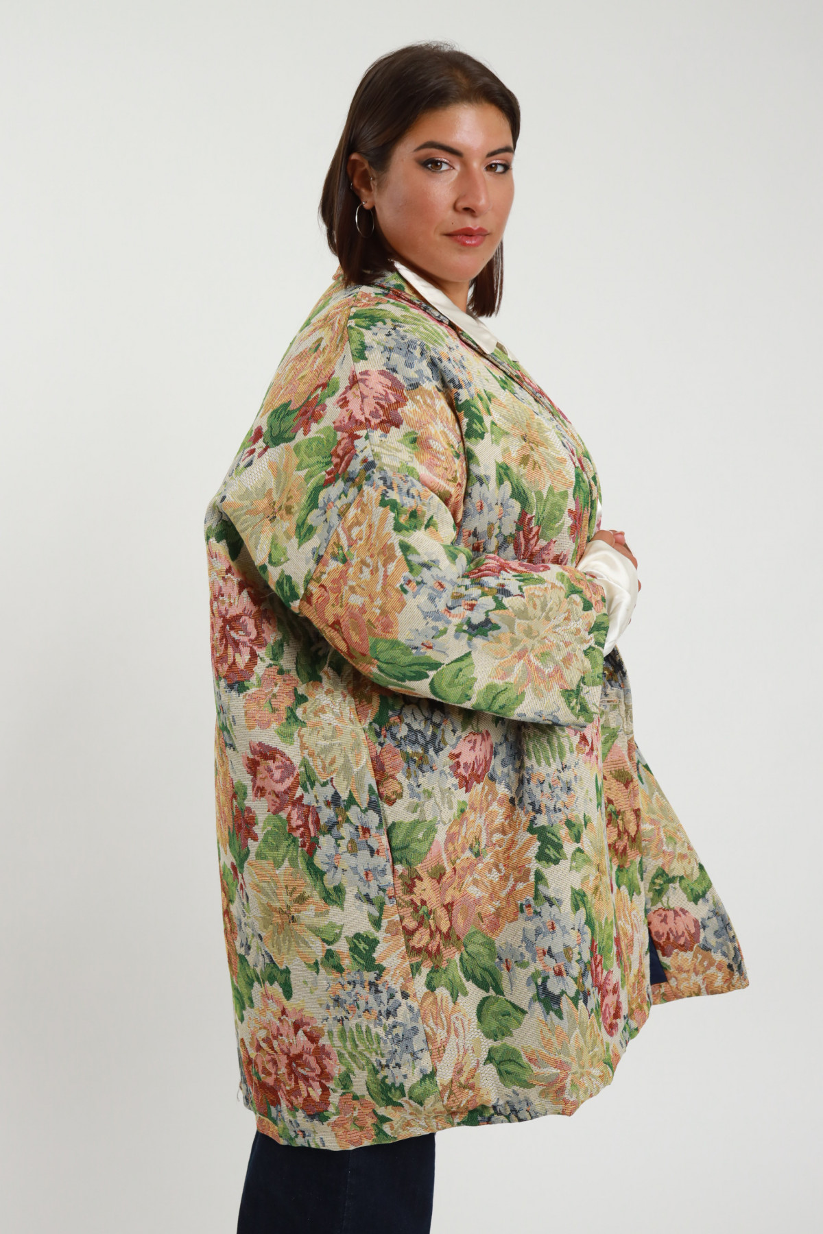 Manteau fleuri matelassé