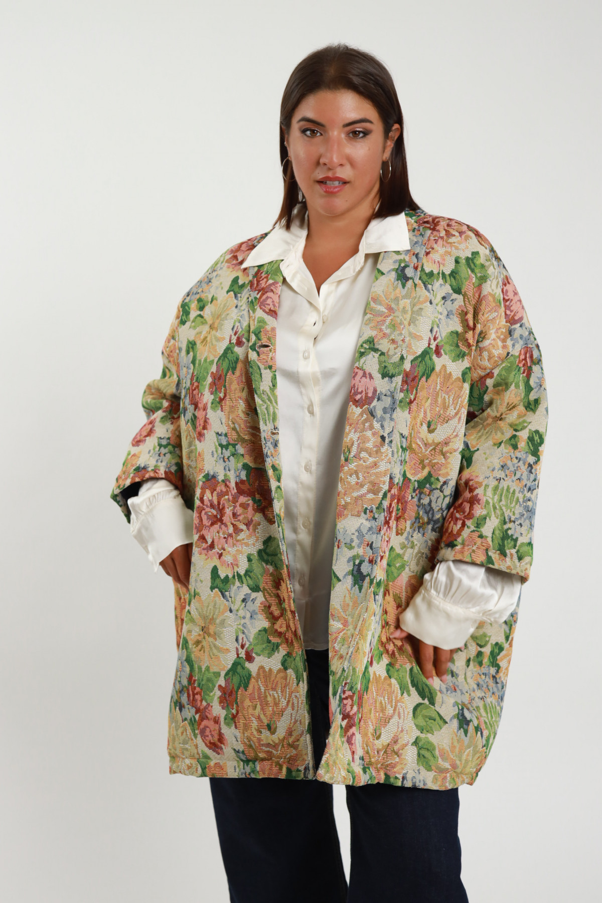 Manteau fleuri matelassé