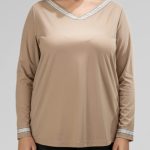 T-shirt Amélia–t-shirt femme col V en viscose avec lurex